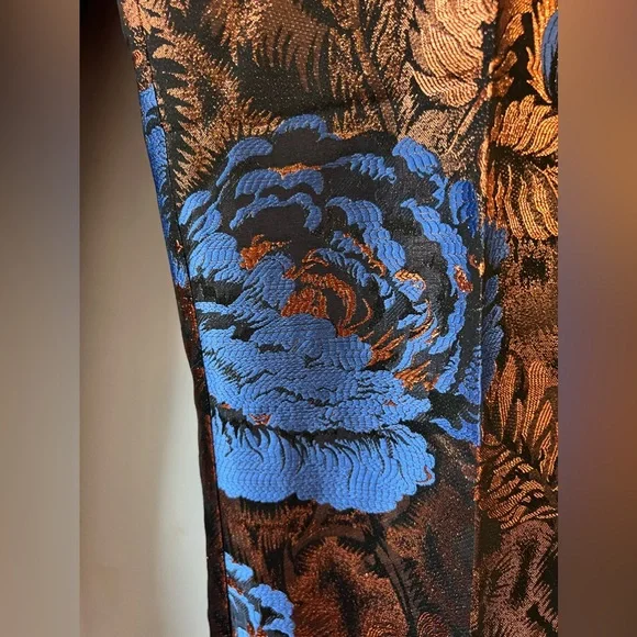 Anthropologie Leifsdottir Metallic Floral Jacquard Trousers - Picture 7 of 16